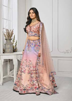 Pink Color Semistitched Digital Print Lehenga With Unstitched Blouse And Dupatta 1