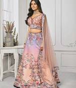 Pink Color Semistitched Digital Print Lehenga With Unstitched Blouse And Dupatta