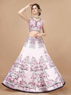 Pink Color Semistitched Digital Print Lehenga With Unstitched Blouse And Dupatta 2