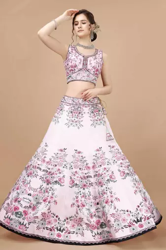 Pink Color Semistitched Digital Print Lehenga With Unstitched Blouse And Dupatta