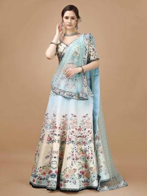Multi Color Semistitched Digital Print Lehenga With Unstitched Blouse And Dupatta 1