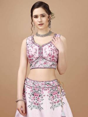 Pink Color Semistitched Digital Print Lehenga With Unstitched Blouse And Dupatta 3