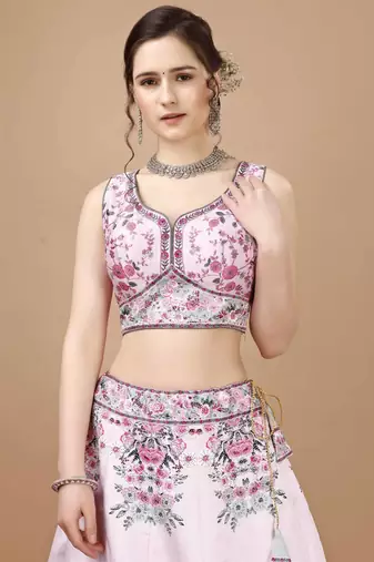 Pink Color Semistitched Digital Print Lehenga With Unstitched Blouse And Dupatta
