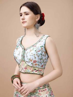 Blue Color Semistitched Digital Print Lehenga With Unstitched Blouse And Dupatta 4
