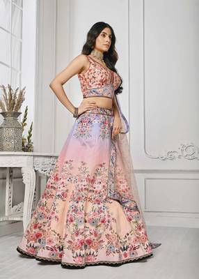 Pink Color Semistitched Digital Print Lehenga With Unstitched Blouse And Dupatta 2