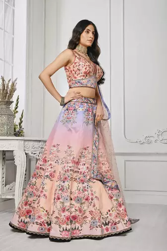 Pink Color Semistitched Digital Print Lehenga With Unstitched Blouse And Dupatta