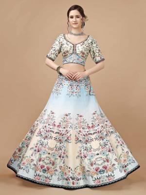Multi Color Semistitched Digital Print Lehenga With Unstitched Blouse And Dupatta 2