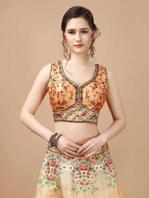 Yellow Color Semistitched Digital Print Lehenga With Unstitched Blouse And Dupatta 3