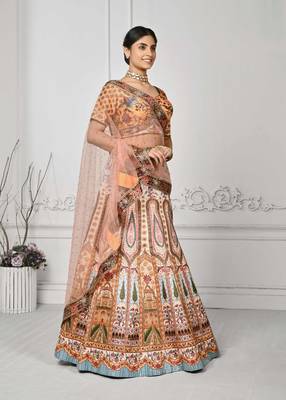 Multi Color Semistitched Digital Print Lehenga With Unstitched Blouse And Dupatta 2