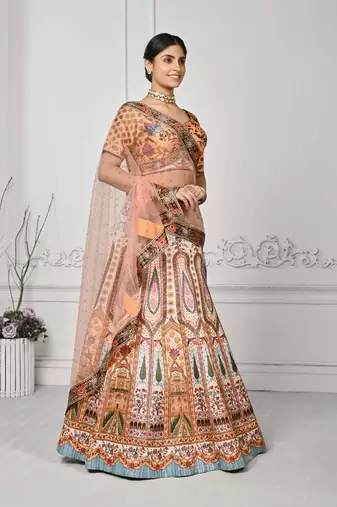 Multi Color Semistitched Digital Print Lehenga With Unstitched Blouse And Dupatta