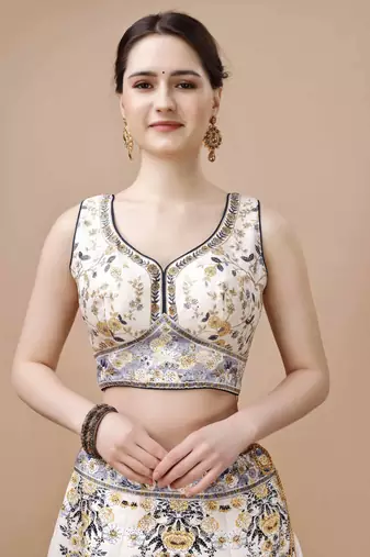 Blue Color Semistitched Digital Print Lehenga With Unstitched Blouse And Dupatta