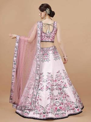 Pink Color Semistitched Digital Print Lehenga With Unstitched Blouse And Dupatta 4