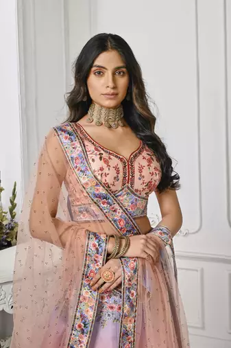 Pink Color Semistitched Digital Print Lehenga With Unstitched Blouse And Dupatta