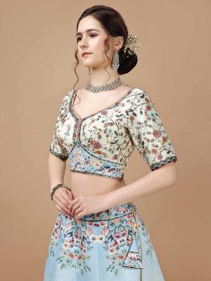 Multi Color Semistitched Digital Print Lehenga With Unstitched Blouse And Dupatta 3