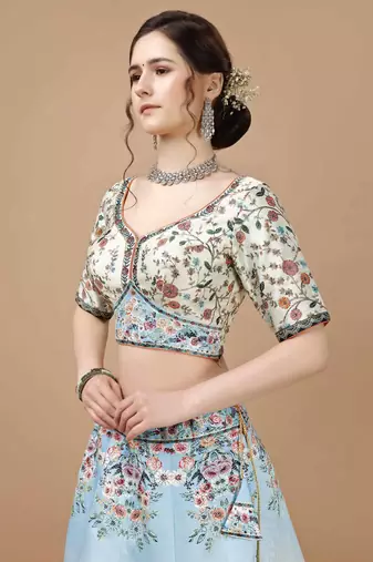 Multi Color Semistitched Digital Print Lehenga With Unstitched Blouse And Dupatta