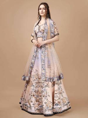Blue Color Semistitched Digital Print Lehenga With Unstitched Blouse And Dupatta 3