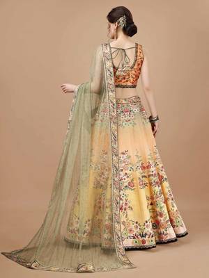 Yellow Color Semistitched Digital Print Lehenga With Unstitched Blouse And Dupatta 4