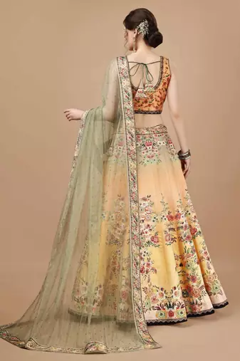 Yellow Color Semistitched Digital Print Lehenga With Unstitched Blouse And Dupatta