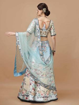 Multi Color Semistitched Digital Print Lehenga With Unstitched Blouse And Dupatta 4