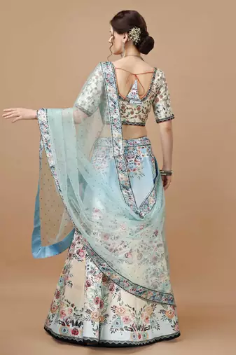 Multi Color Semistitched Digital Print Lehenga With Unstitched Blouse And Dupatta
