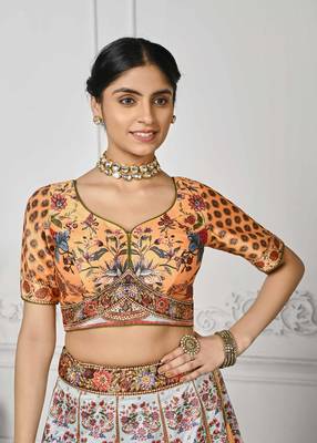Multi Color Semistitched Digital Print Lehenga With Unstitched Blouse And Dupatta 4
