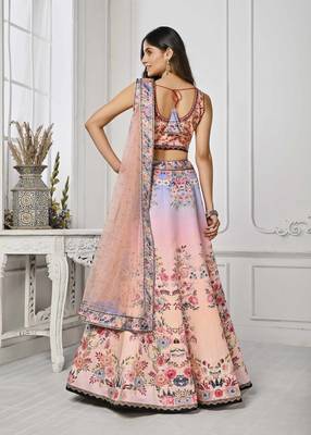 Pink Color Semistitched Digital Print Lehenga With Unstitched Blouse And Dupatta 4