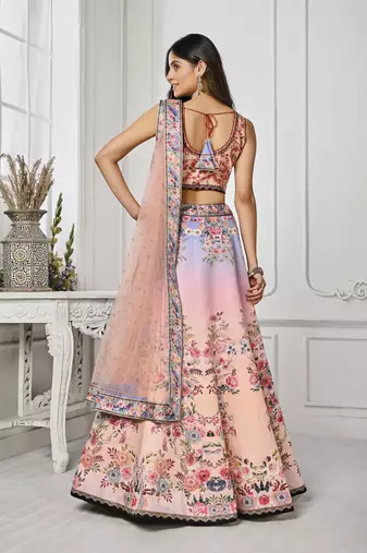 Pink Color Semistitched Digital Print Lehenga With Unstitched Blouse And Dupatta