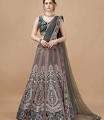 Grey Color Semistitched Digital Print Lehenga With Unstitched Blouse And Dupatta