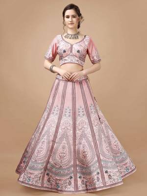 Pink Color Semistitched Digital Print Lehenga With Unstitched Blouse And Dupatta 2