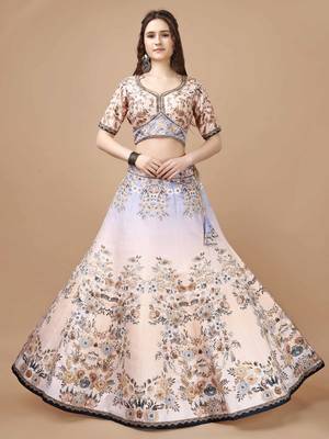 Blue Color Semistitched Digital Print Lehenga With Unstitched Blouse And Dupatta 4