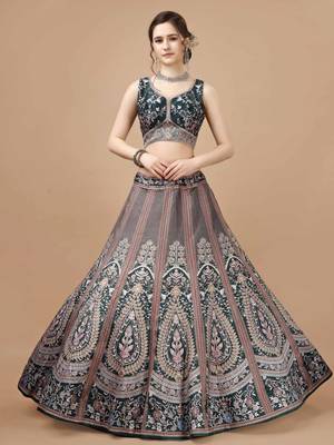 Grey Color Semistitched Digital Print Lehenga With Unstitched Blouse And Dupatta 2