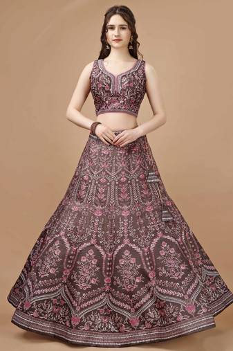 Maroon Color Semistitched Digital Print Lehenga With Unstitched Blouse And Dupatta