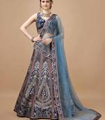 Blue Color Semistitched Digital Print Lehenga With Unstitched Blouse And Dupatta