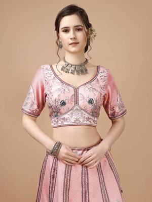 Pink Color Semistitched Digital Print Lehenga With Unstitched Blouse And Dupatta 3