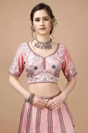 Pink Color Semistitched Digital Print Lehenga With Unstitched Blouse And Dupatta