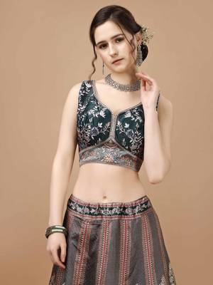 Grey Color Semistitched Digital Print Lehenga With Unstitched Blouse And Dupatta 3