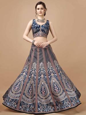 Blue Color Semistitched Digital Print Lehenga With Unstitched Blouse And Dupatta 2