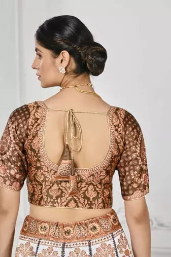 Brown Color Semistitched Digital Print Lehenga With Unstitched Blouse And Dupatta