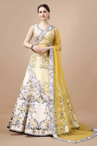 Semistitched Digital Print Lehenga With Unstitched Blouse And Dupatta