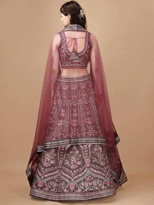 Maroon Color Semistitched Digital Print Lehenga With Unstitched Blouse And Dupatta 3