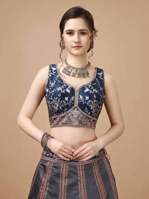Blue Color Semistitched Digital Print Lehenga With Unstitched Blouse And Dupatta 3