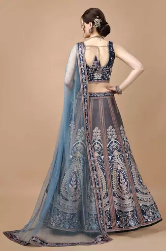 Blue Color Semistitched Digital Print Lehenga With Unstitched Blouse And Dupatta