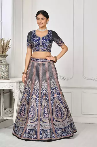 Blue Color Semistitched Digital Print Lehenga With Unstitched Blouse And Dupatta