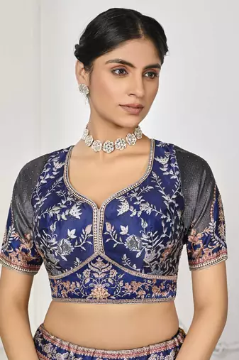 Blue Color Semistitched Digital Print Lehenga With Unstitched Blouse And Dupatta