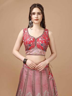 Pink Color Semistitched Digital Print Lehenga With Unstitched Blouse And Dupatta 2