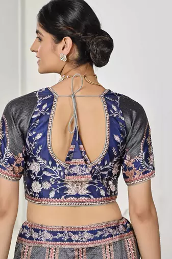 Blue Color Semistitched Digital Print Lehenga With Unstitched Blouse And Dupatta