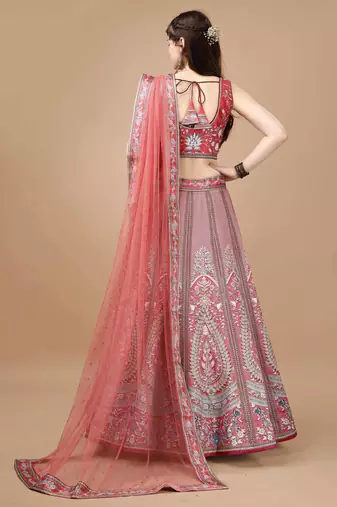 Pink Color Semistitched Digital Print Lehenga With Unstitched Blouse And Dupatta