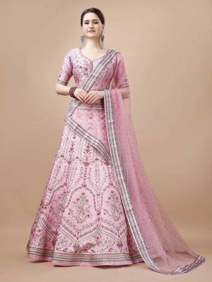 Pink Color Semistitched Digital Print Lehenga With Unstitched Blouse And Dupatta 2