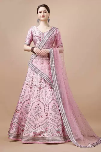 Pink Color Semistitched Digital Print Lehenga With Unstitched Blouse And Dupatta