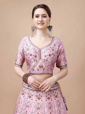 Pink Color Semistitched Digital Print Lehenga With Unstitched Blouse And Dupatta 3